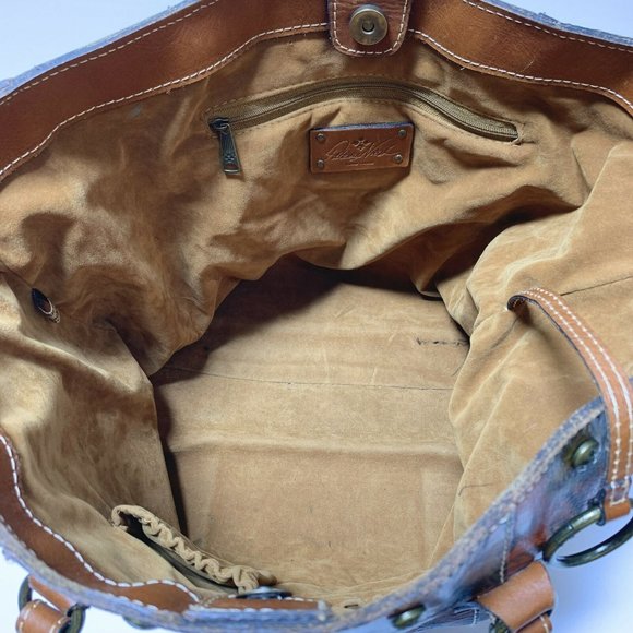 *Patricia Nash Brown & Multicolor Handbag Leather Print Tote Size Large - Picture 5 of 7